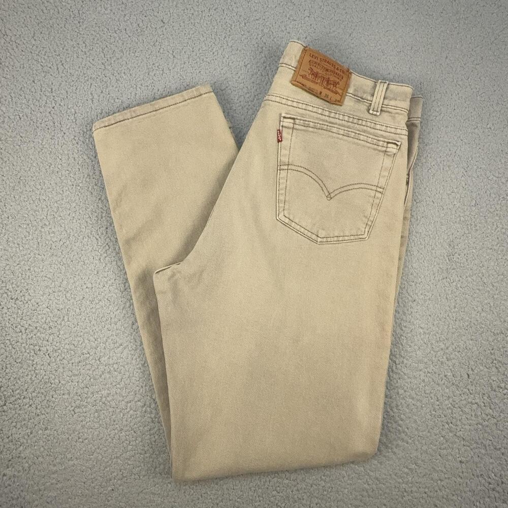 Vintage Levis 550 Jeans Mens 36x32 Beige Relaxed Tapered Leg Denim Pants 90s USA
